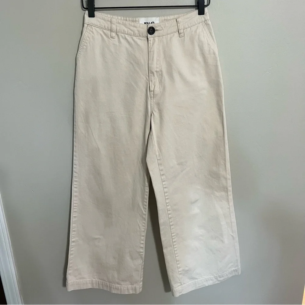 Rolla’s Wide Leg High Rise Off White Pants size 8 Short
